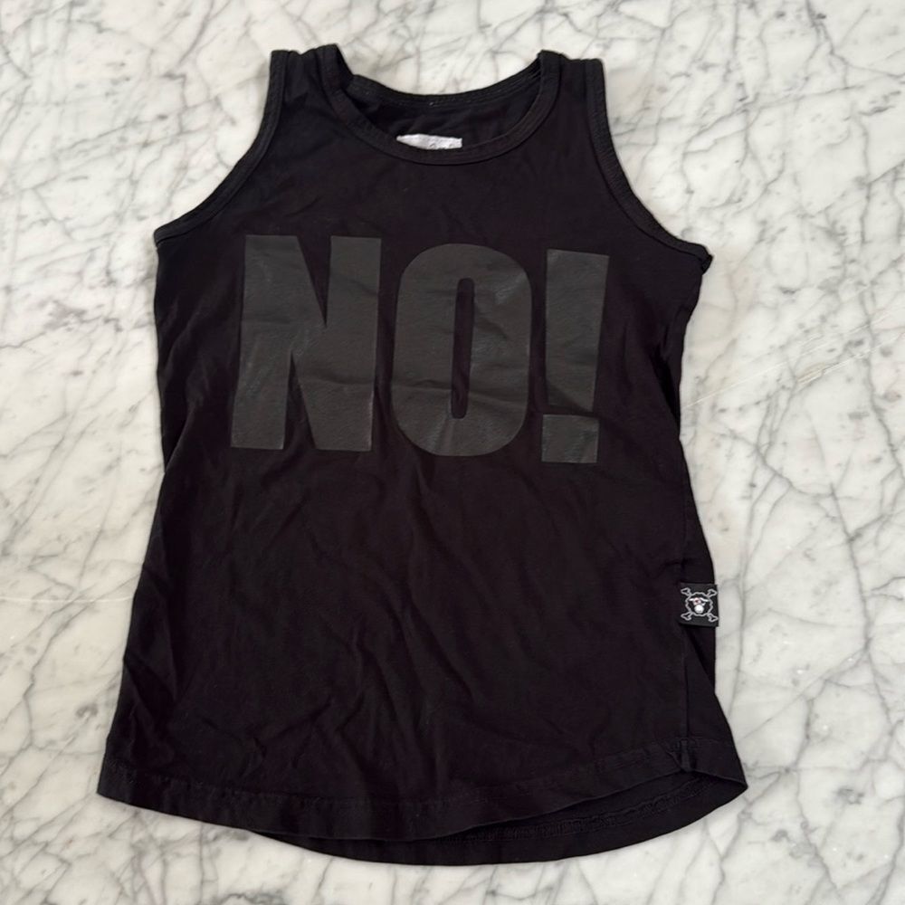 Nununu Black “No!” Tank Top Sz 6/7